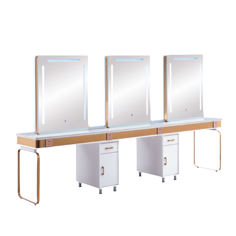 H748 Three-Person Double-Sided Salon Mirror Station