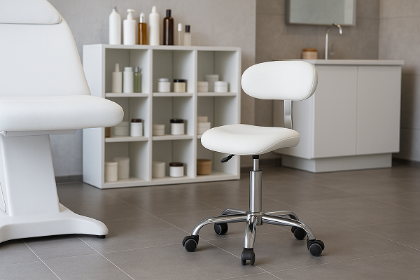 white-saddle-salon-stool