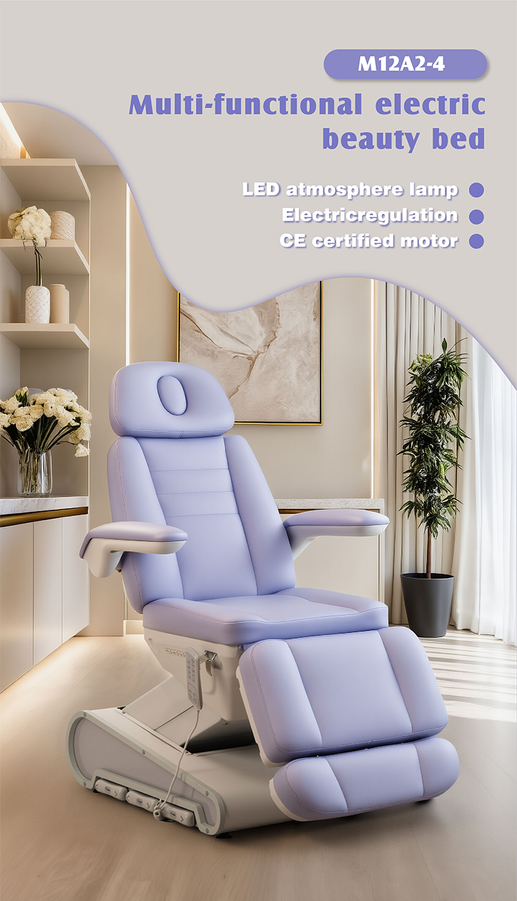 M12A2-4 multi-functional electric beauty bed with LED light, CE certified motor and adjustable design